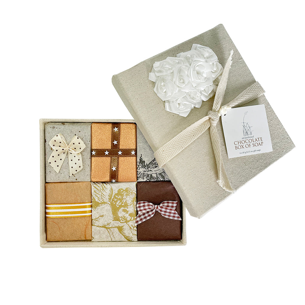 old fashioned "box of chocolates" guest soaps gift box