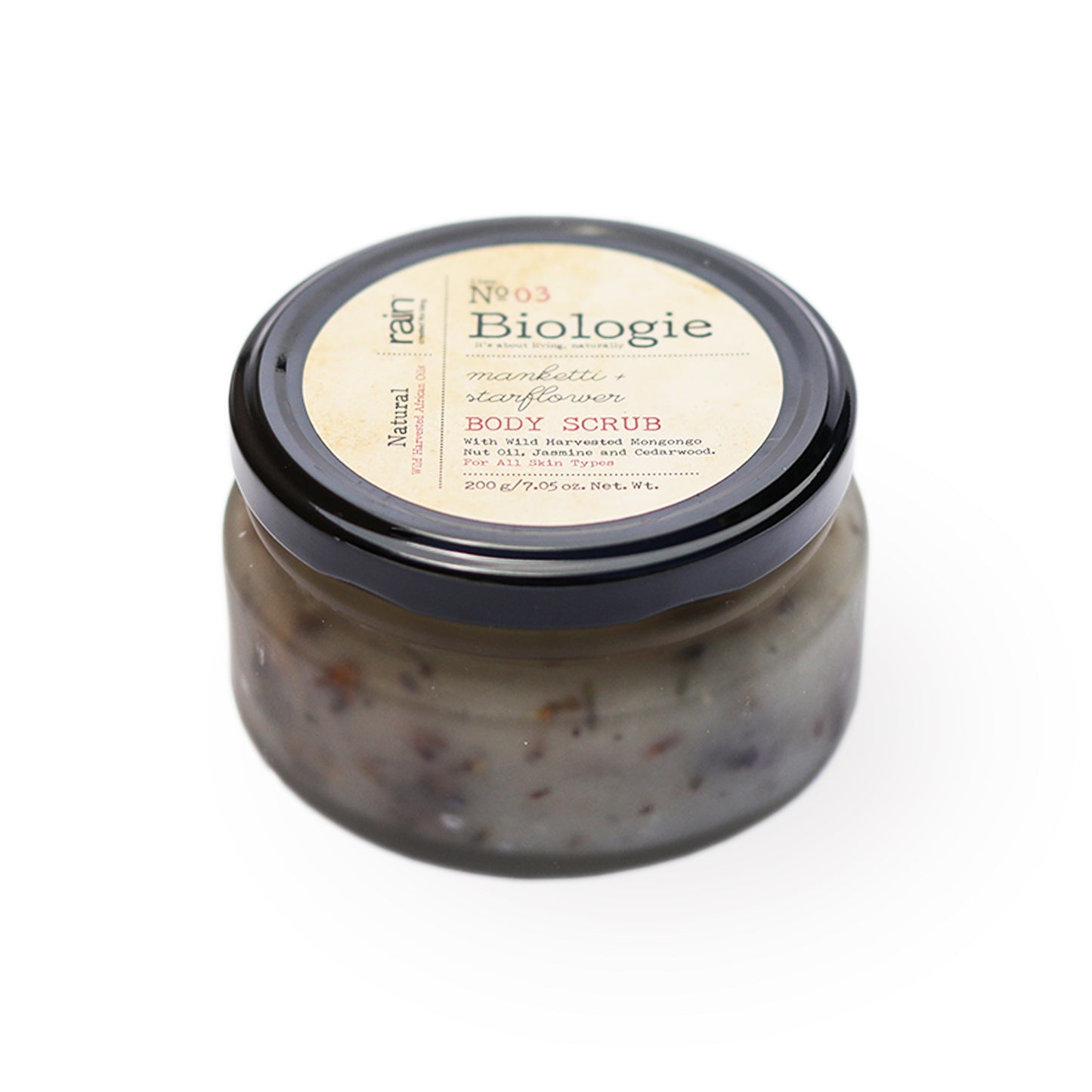 natural body scrub with manketti and star flower